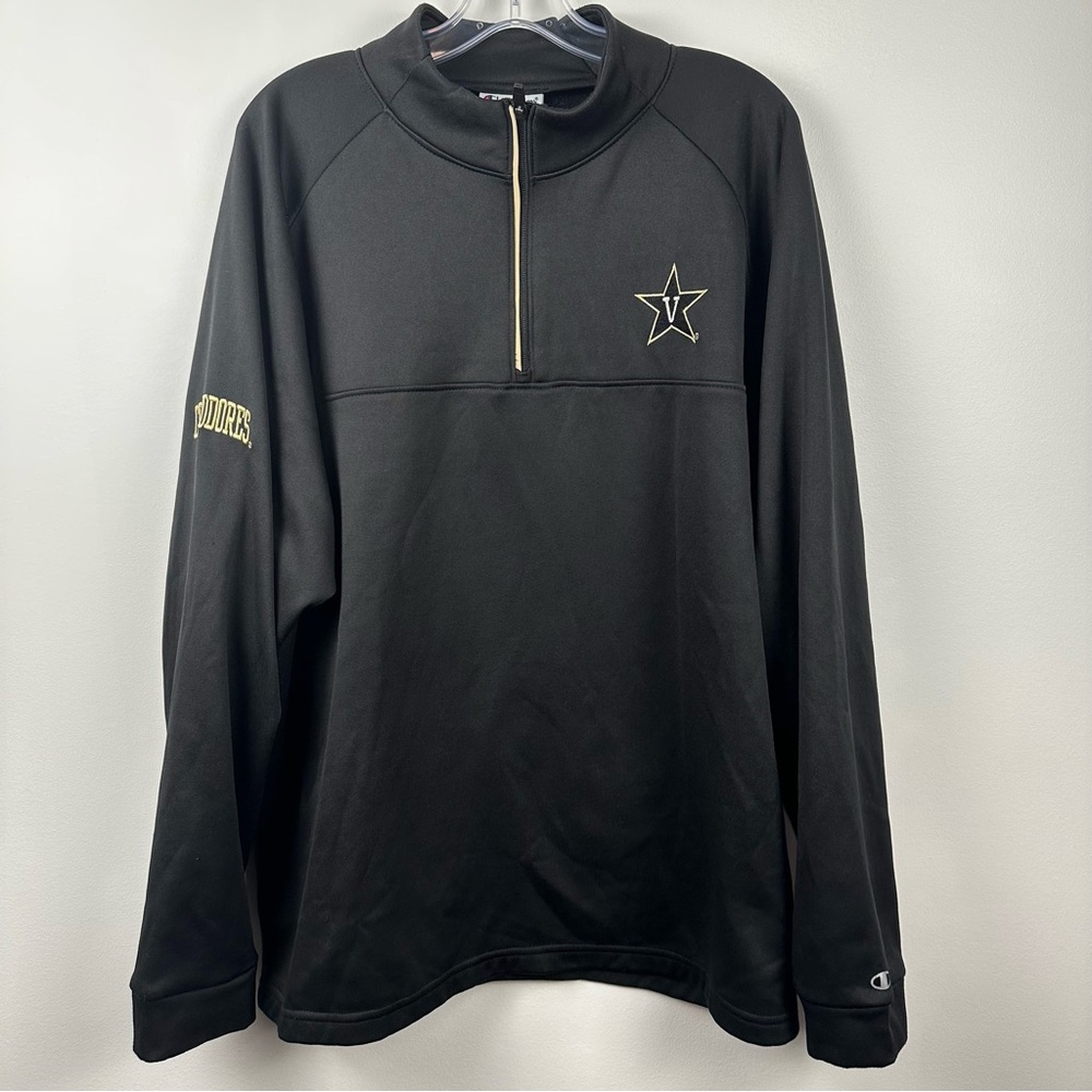 Vanderbilt University Commodores 1/4 Zip Black Pullover Champion Men’s XL EUC